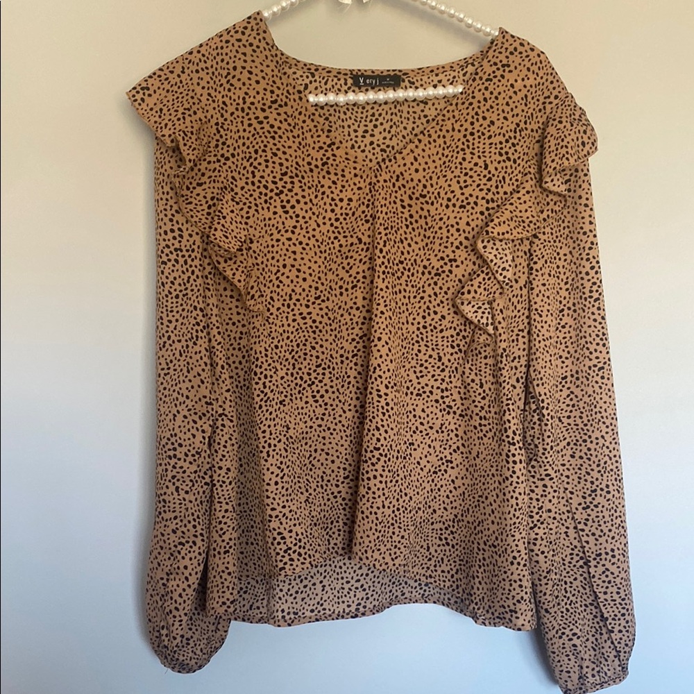 Women's Tan Polka Dot Top